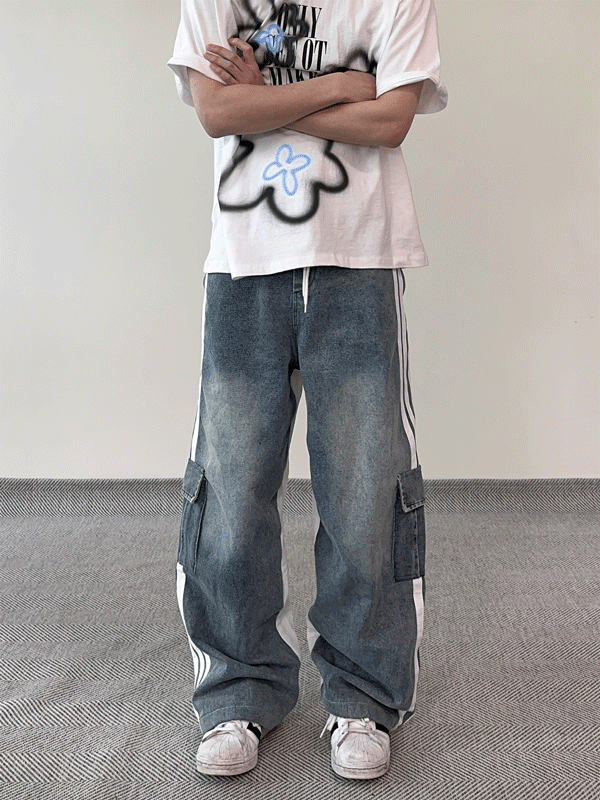 WHAT A LOOK（ワット ア ルック）の「Our Mix Cargo Pants (Denim&Nylon)（Pants）」