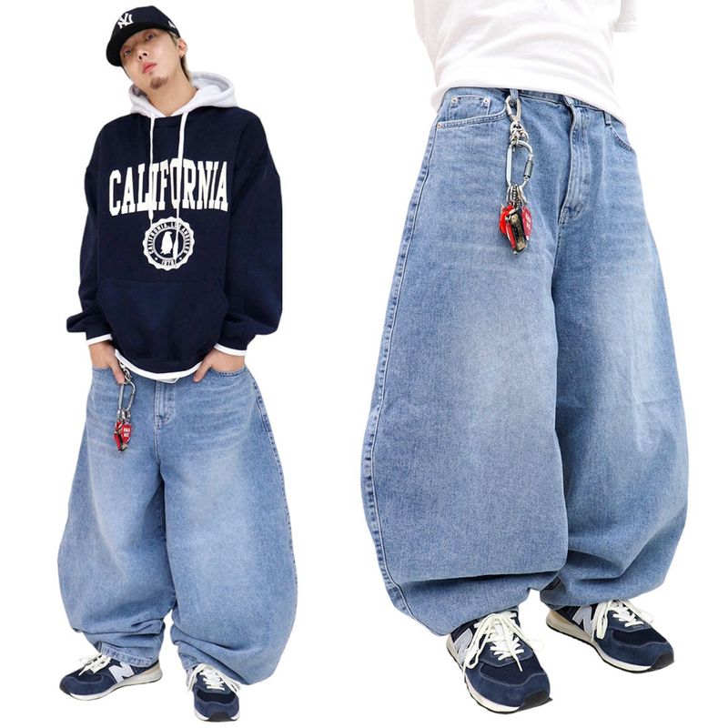 Real balloon washed denim pants
