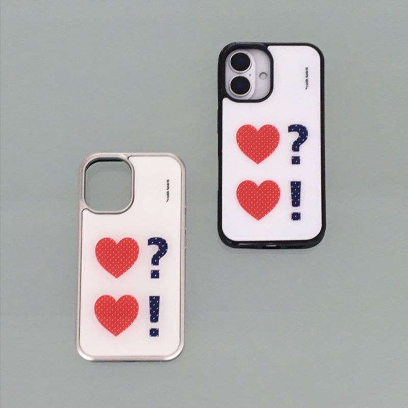 Dot Heart RED Silver Epoxy Bumper Case