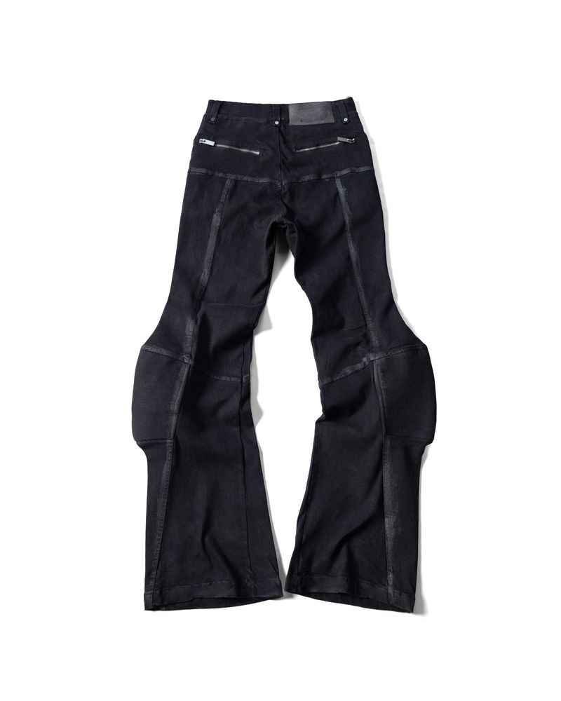 PADDED FLARED PAINTED DENIM PANTS
