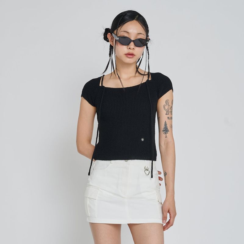 UNUSUALNORMAL（アンユージュアルノーマル）の「RUPIN 2WAY KNIT TOP _BLACK（Tops）」