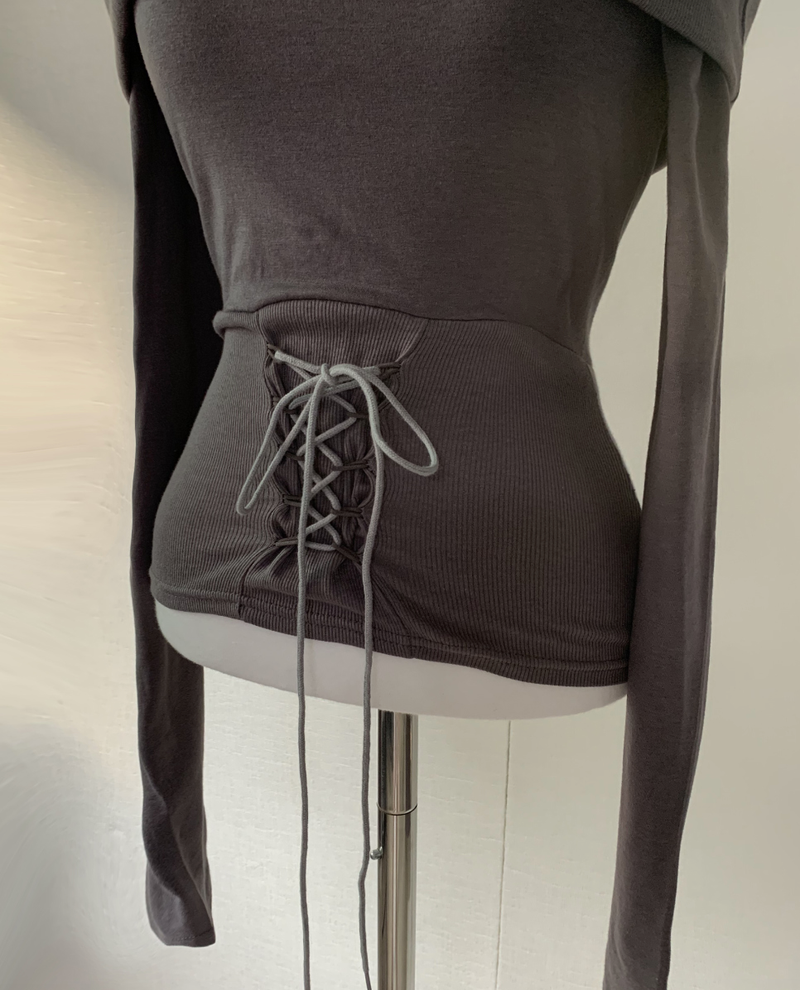 Connito Off-Shoulder Corset Top (dark brown)