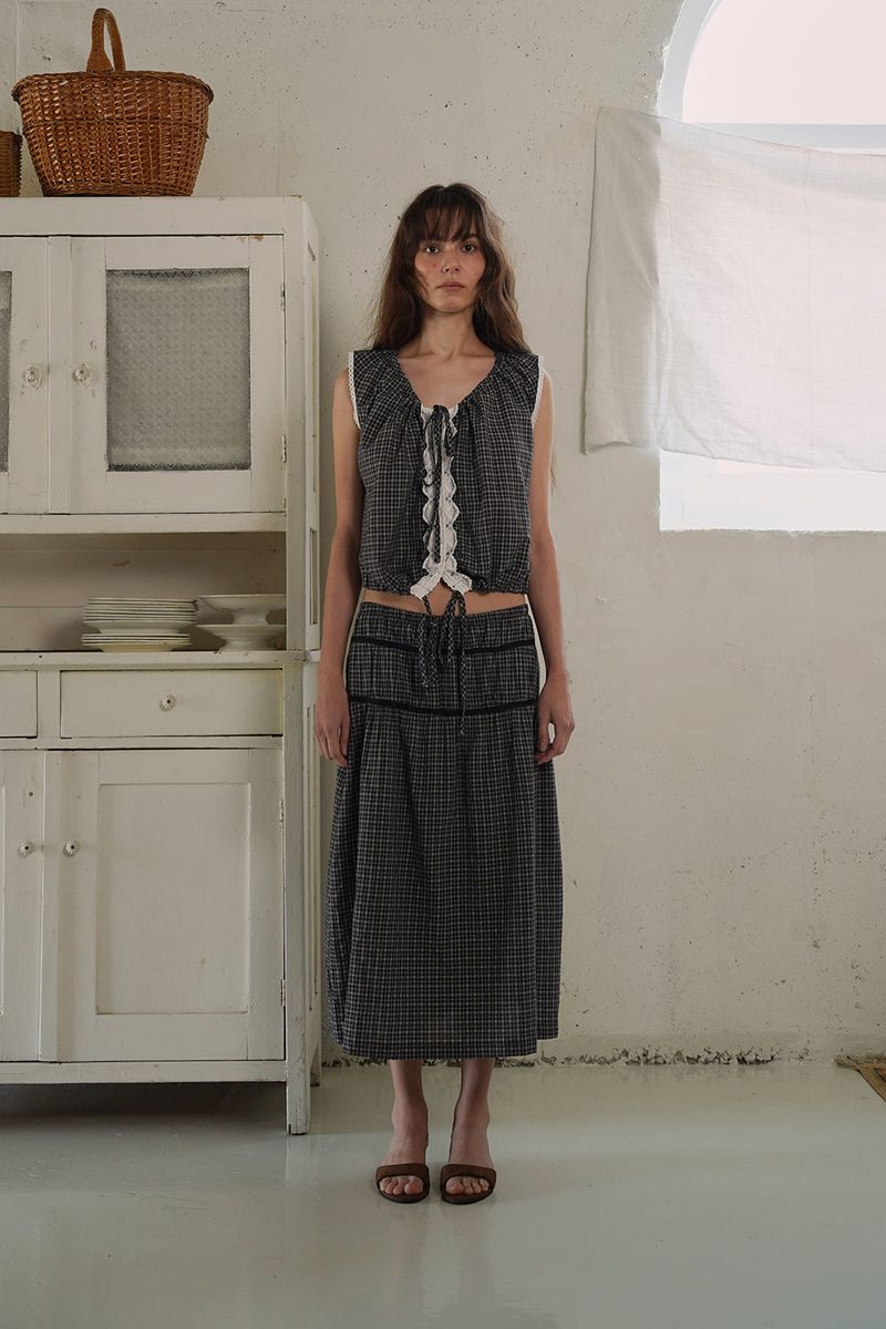 Plain band skirt_check