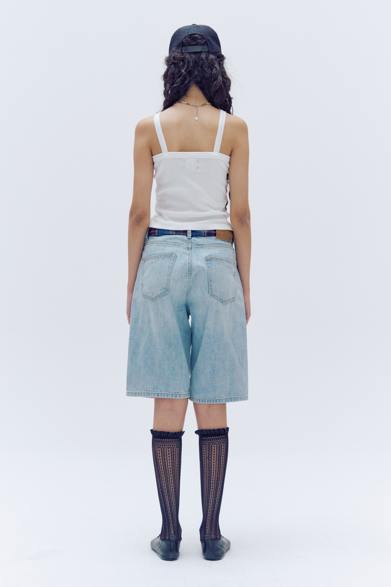 SCARF BELT DENIM SHORTS