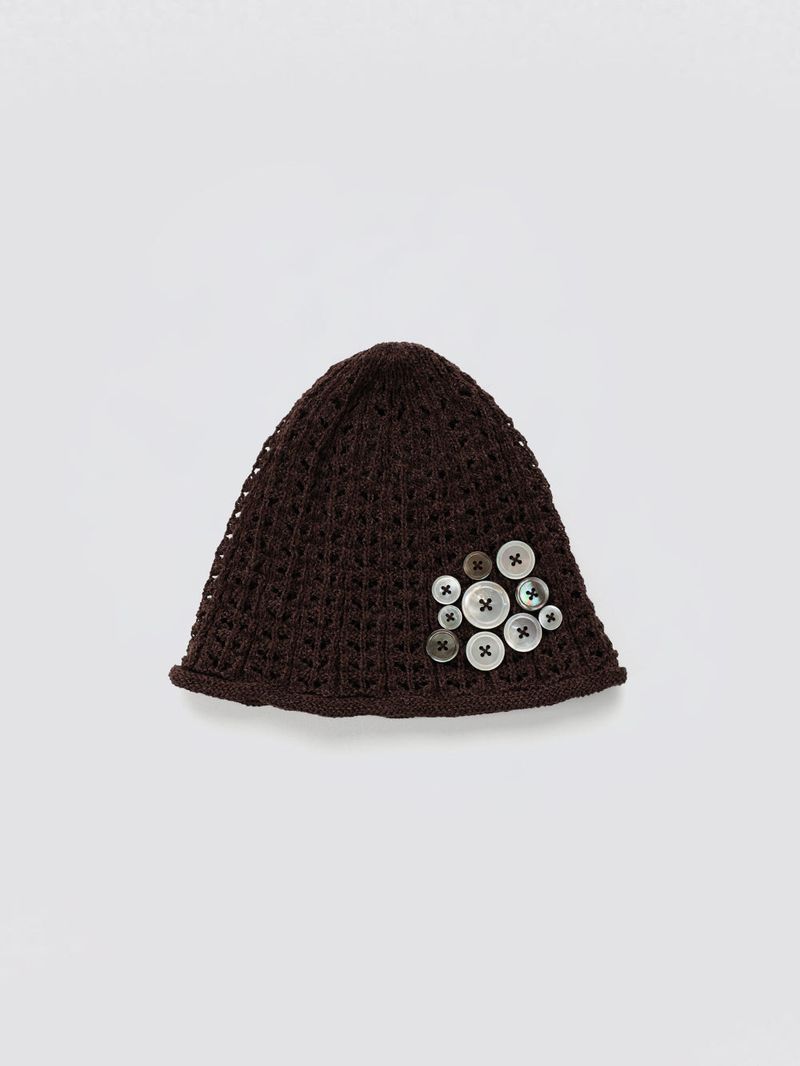 HOPESMORE（ホープスモア）の「Button Knit Beanie_Brown（Hats）」