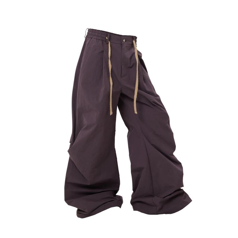 RELABEL(DIGGER Ridge) cotton woven nylon mountain fold hemp rope drawstring leg-binding silhouette paratrooper pants