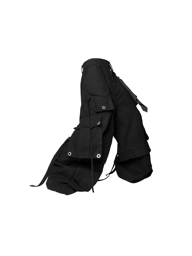 RELABEL（リレーベル）の「RELABEL Spatial Relations (Quartet) Eight-pocket Overlapping Detachable Distressed マルチカラーダブルジョイントワークウェアリボンパンツ（パンツ）」
