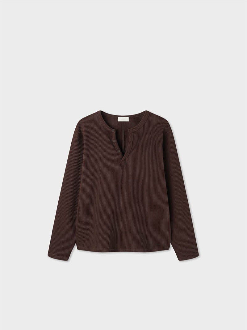 Waffle henry neck loose long sleeves(4color)