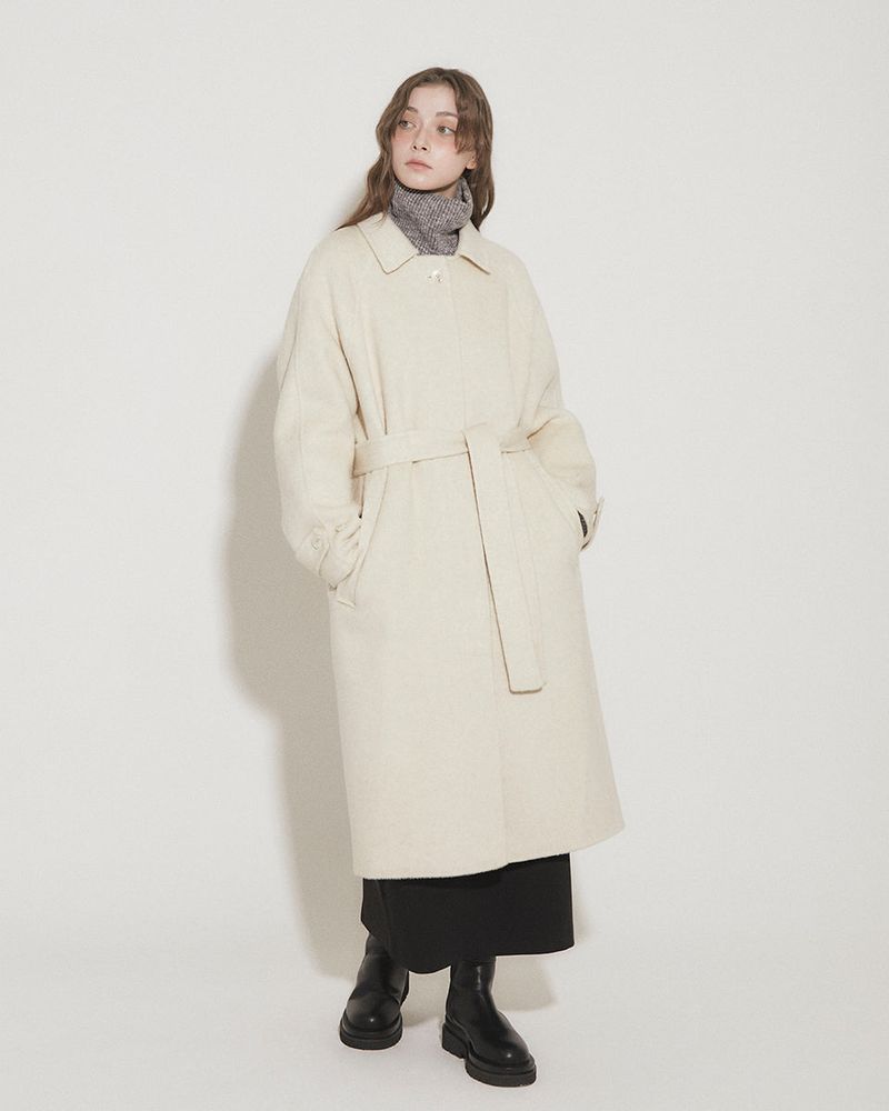 WOOL BALMACAAN COAT [IVORY]