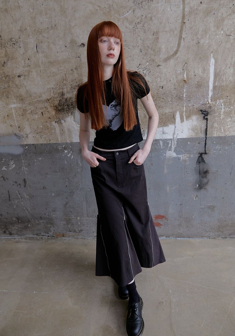 WASHED ZIPPER SKIRT