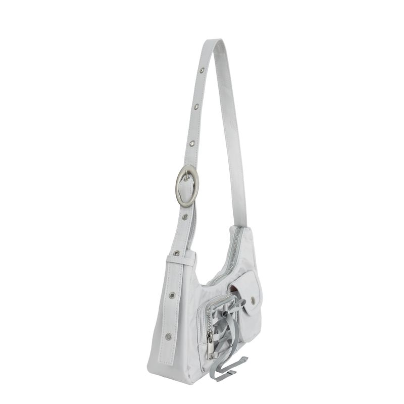 Nylon ribbon hobo bag_grey