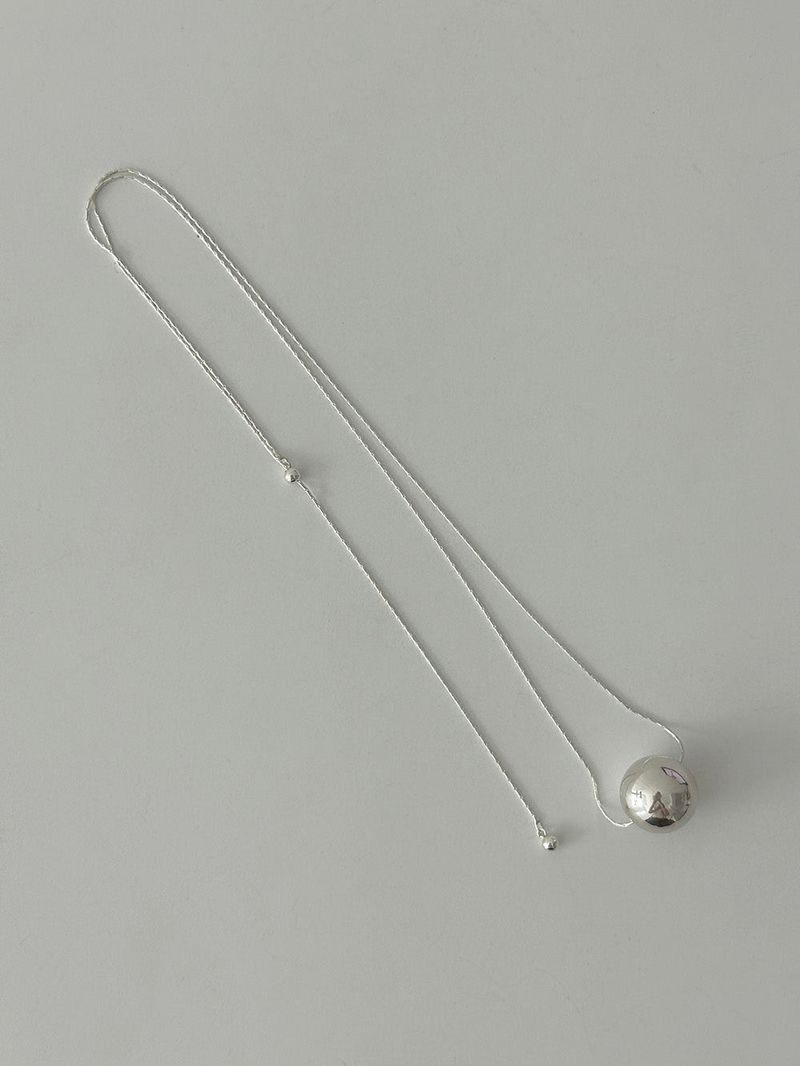 [92.5 silver] Big silver ball slide necklace