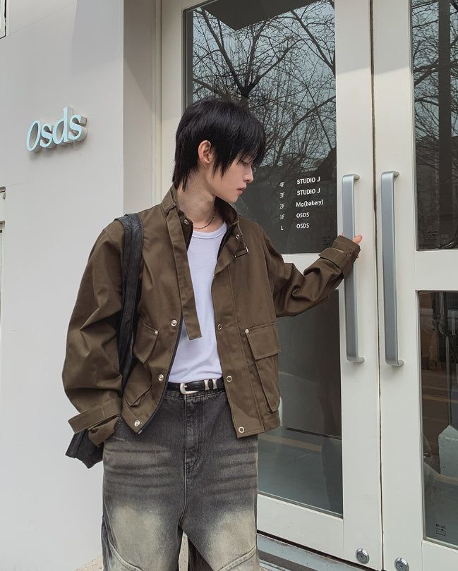 Flip Belt Crop Bomber Jacket