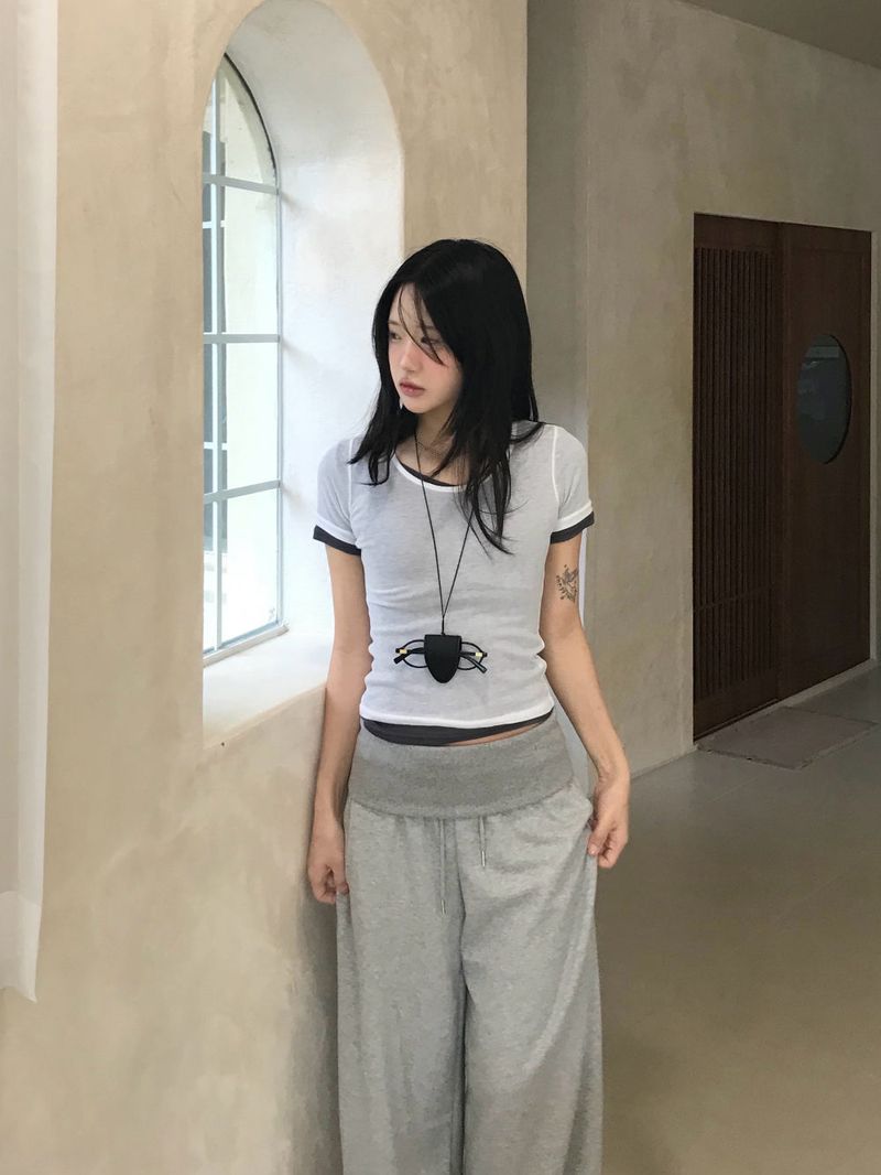 Melting Sheer Layered Half Sleeve Tee