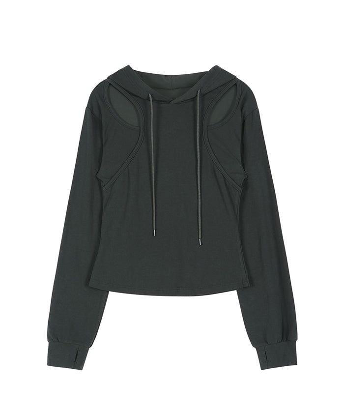 Cut Out Slim Hoodie (GRAY)
