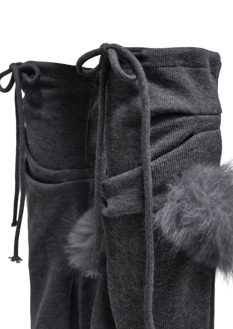 CURVED FUR LEG WARMERS . GRAY