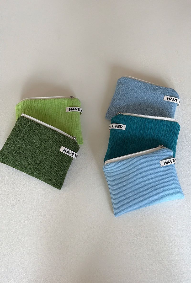Corduroy flat pouch - turquoise , M size
