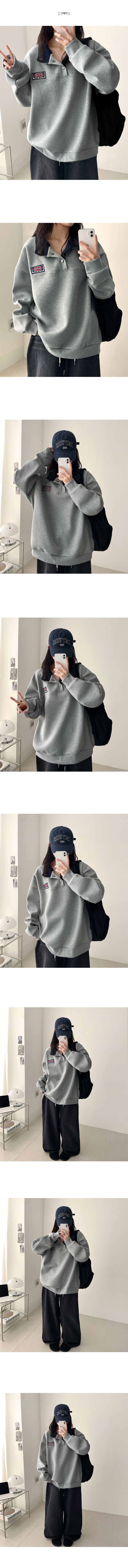Mile Snap High Neck Patch Color Matching Sweatshirt