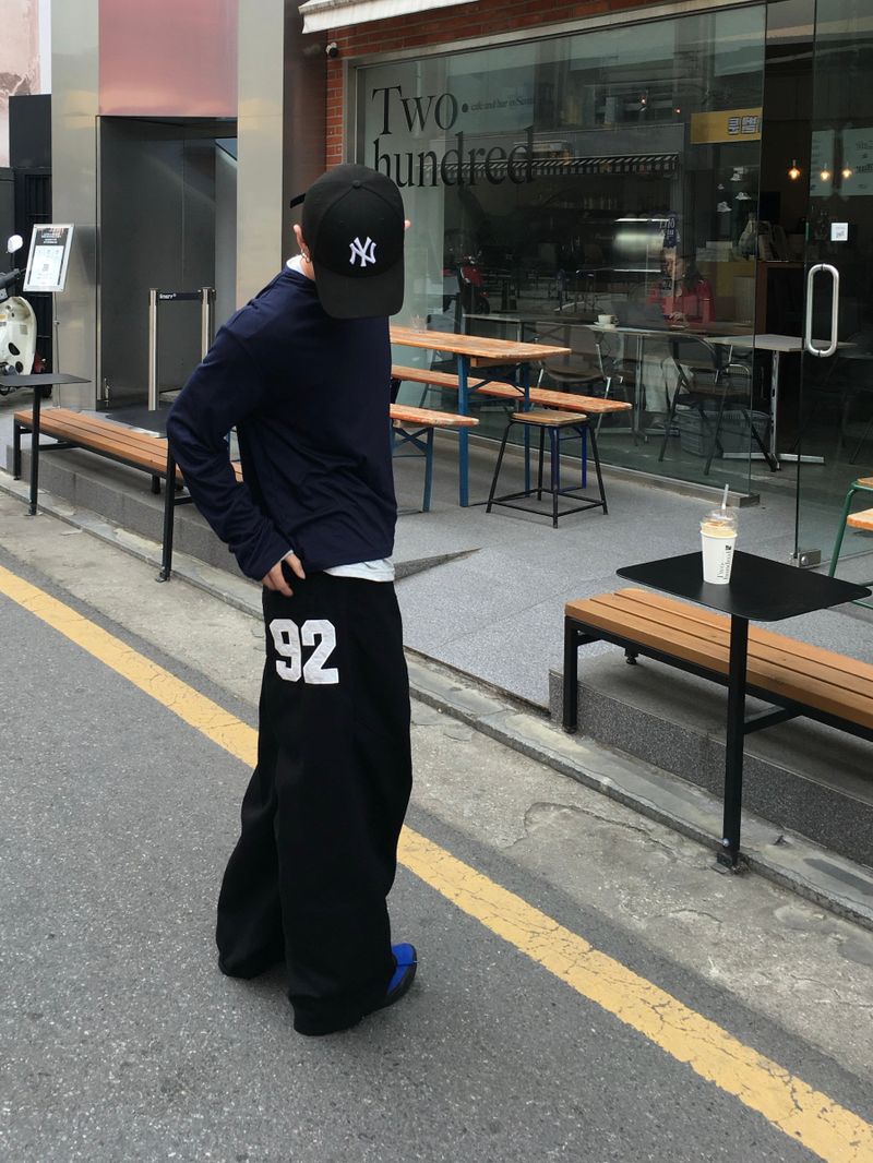 Numbering 92 Embroidered Cotton Wide Pants 3C