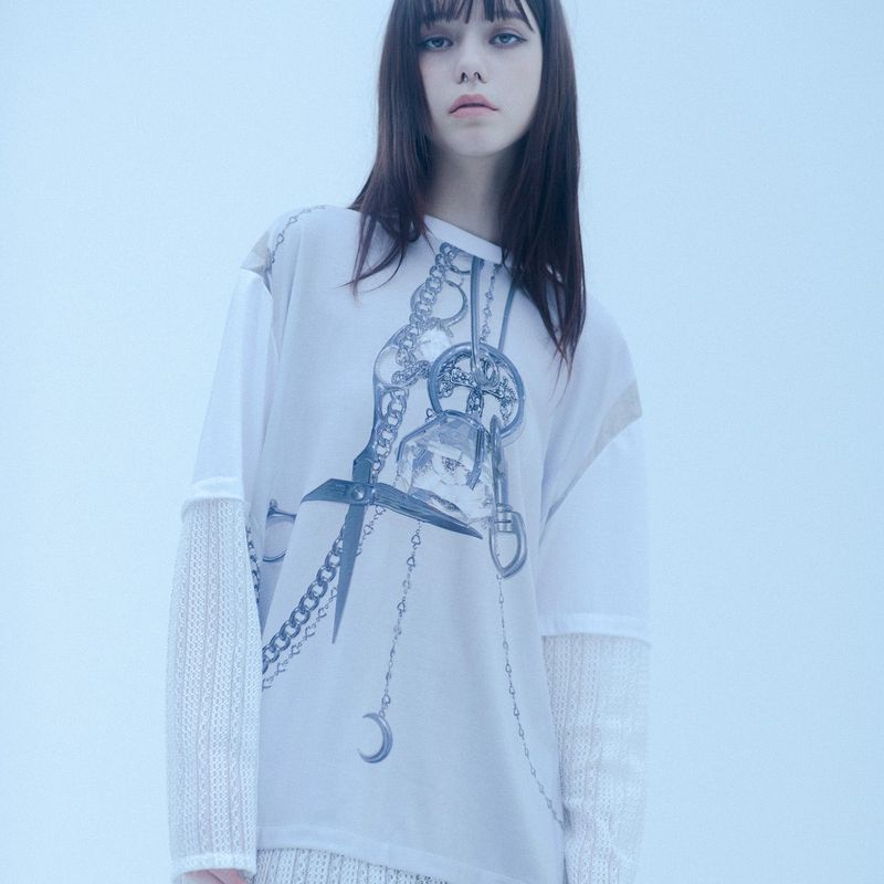 0 6 dripping chain layered t-shirt