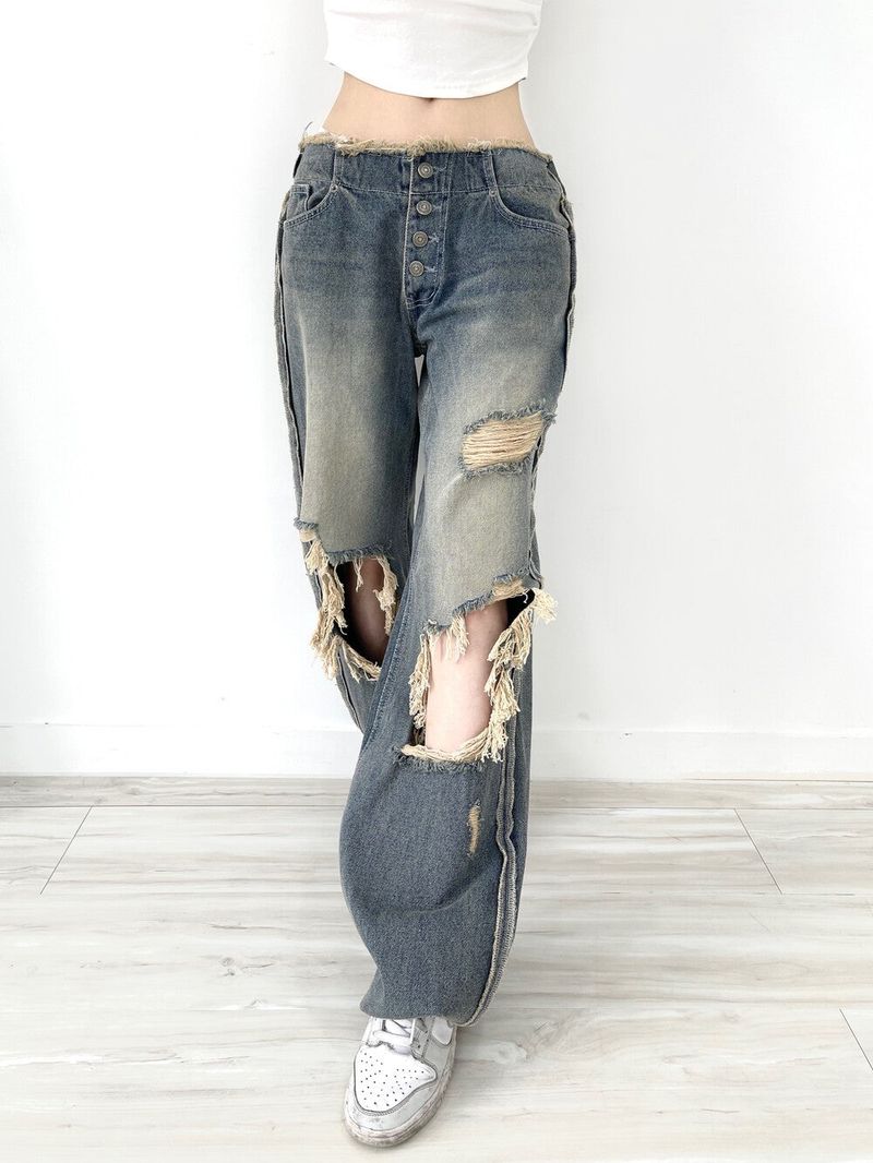 Seow(ソウ)の「1317. Knee hole damage washing low denim pt(Pants)」