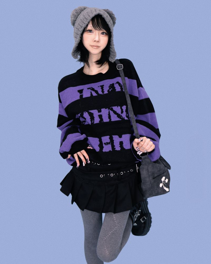 ストライプパンクボックスニット (2color)