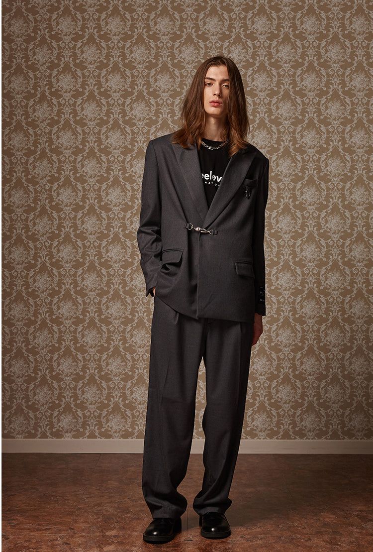 Belted wide slacks