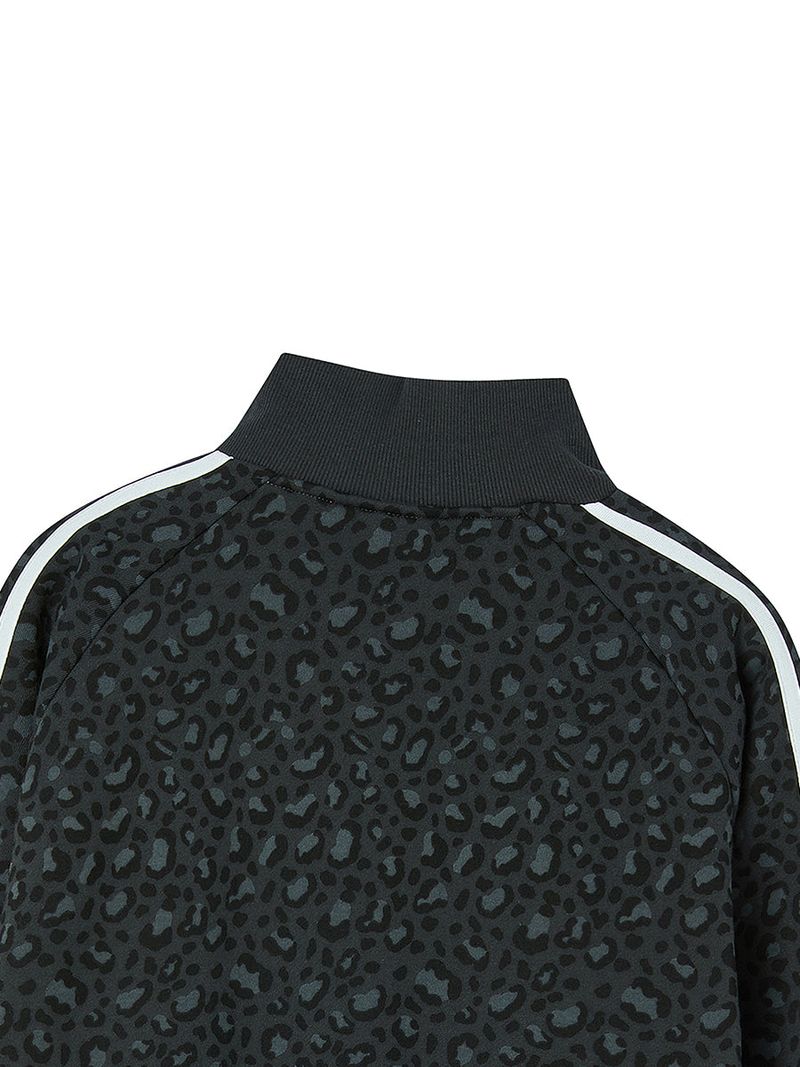 LEOPARD ZIP UP BLACK