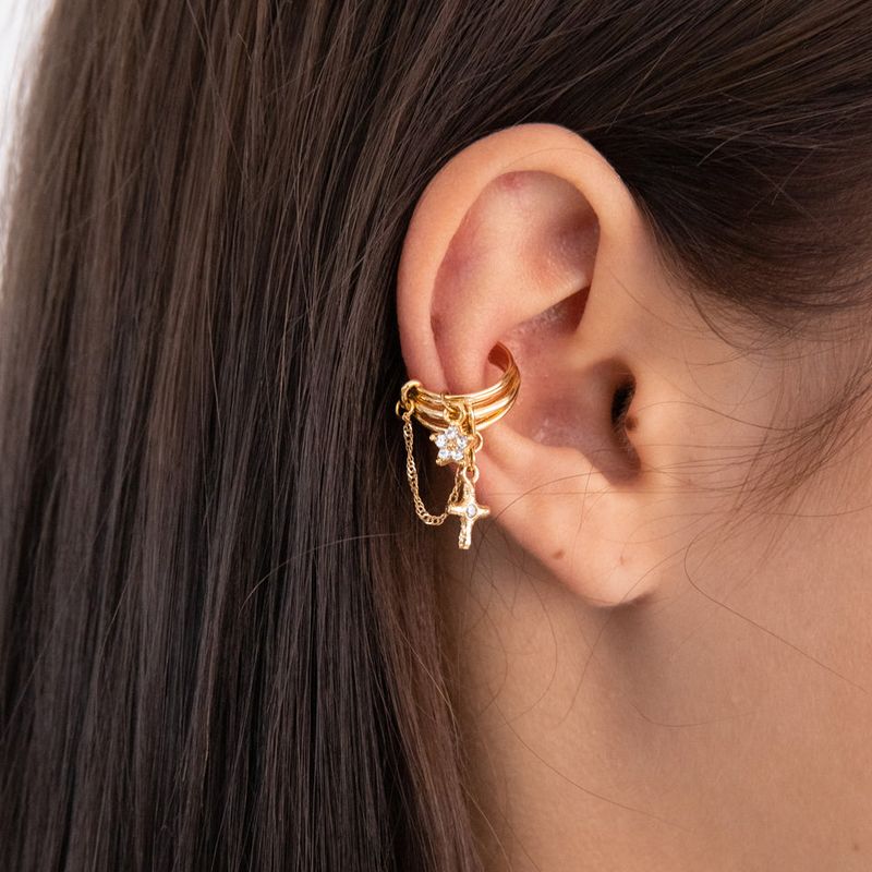 MerryMotive（メリーモチーブ）の「3ラインドロップチェーンウィズペンダントイヤーカフ（アクセサリー）」