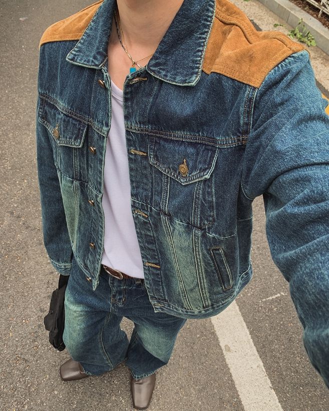 Morgan Corduroy Patch Wide Denim Pants