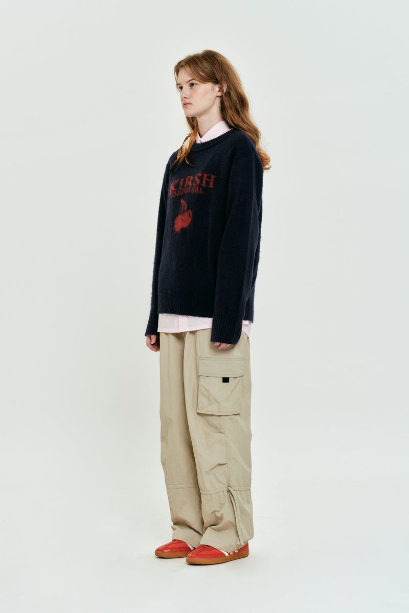 CHERRY JACQUARD GRAPHIC ROUND KNIT [NAVY]
