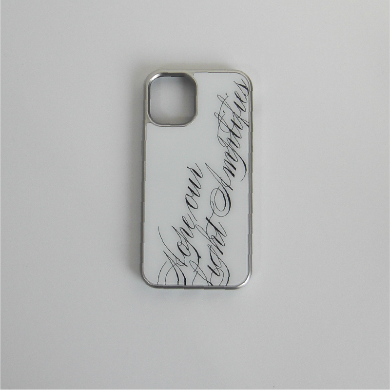 [MADE] slogan silver glass bumper case (white)