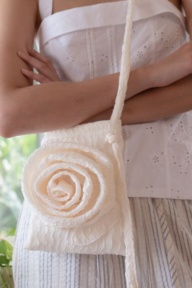 Rose Jacquard Bag - Ivory