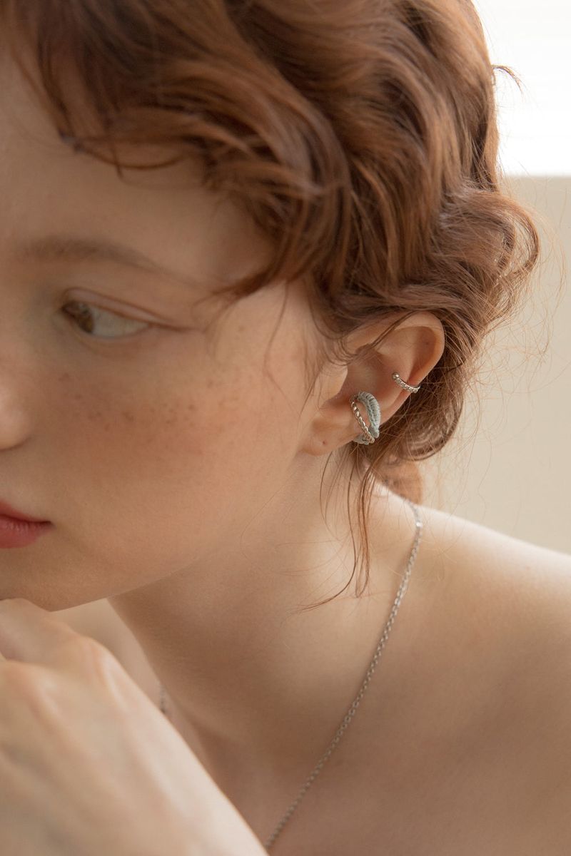 [2set] Knitted cross 'silver' earcuff (4colors)