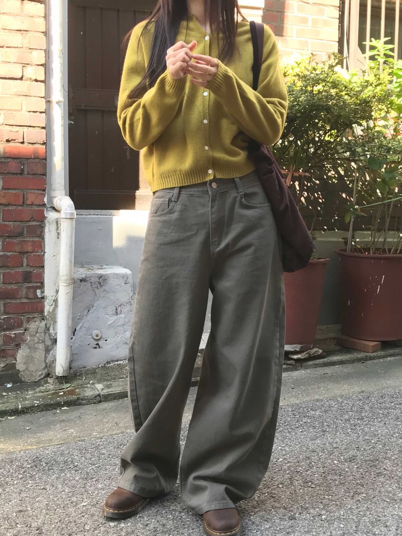Whole garment Wool Cardigan