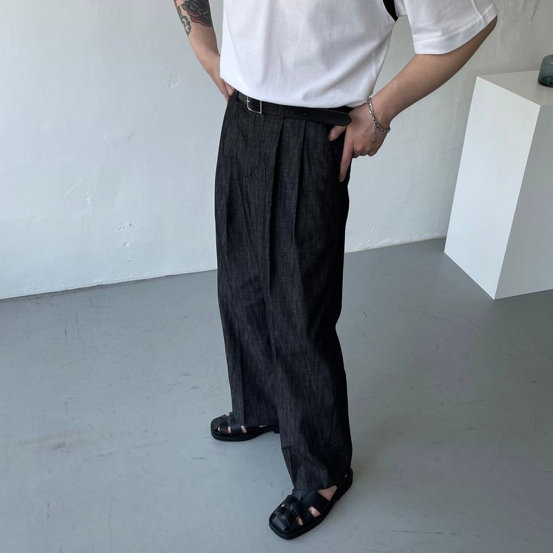 EV BOLN Pintuck Denim Slacks