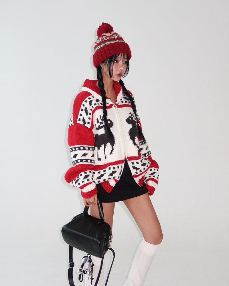 Drop knit roll-up beanie