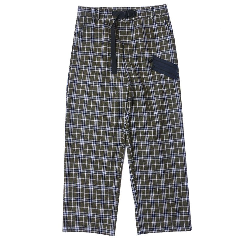 RELABEL Gray Wool Zipper Checkered Pants