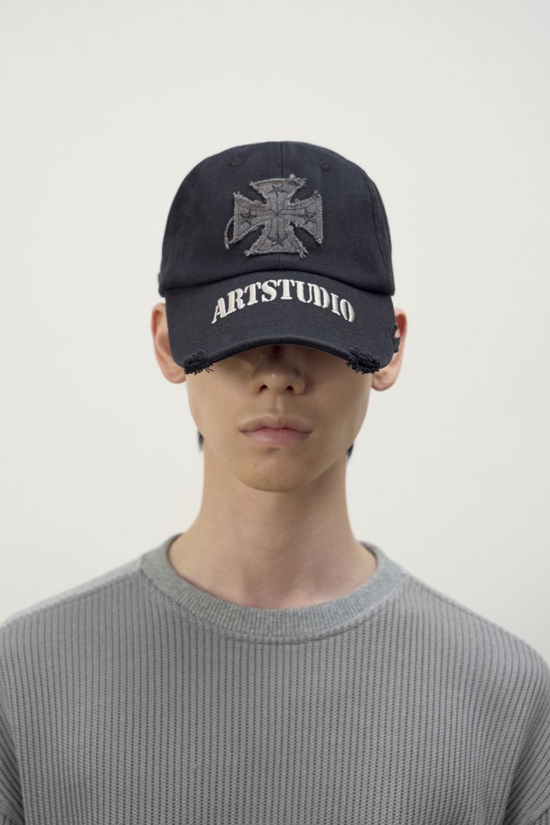 ETCE（イーティーシーイー）の「CROSS DESTROYED CAP (BLACK)（Hats）」