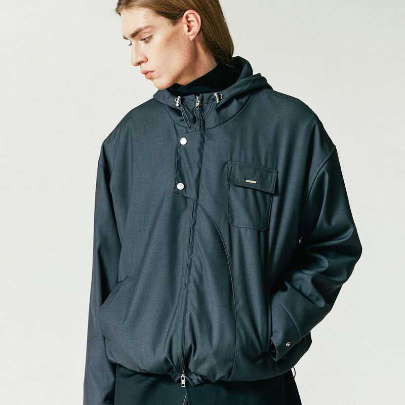 FRONT ARCH COVER HOODIE BLOUSON GREY
