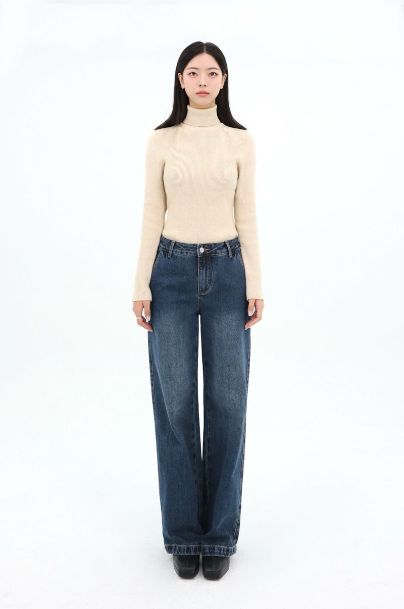 MID WAIST SLIM WIDE LEG DENIM code 26019