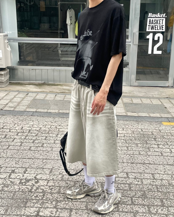 Whiskers bermuda denim pants