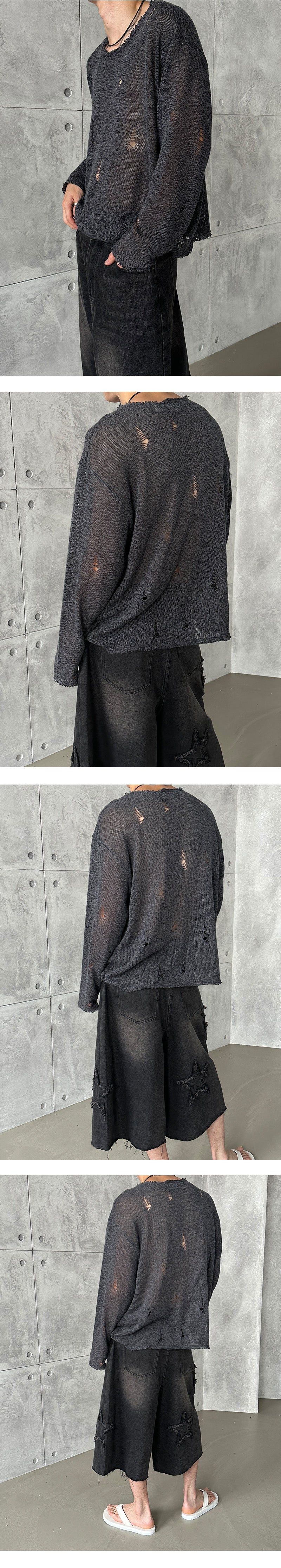 [S/S] Damage net long sleeves (4color)