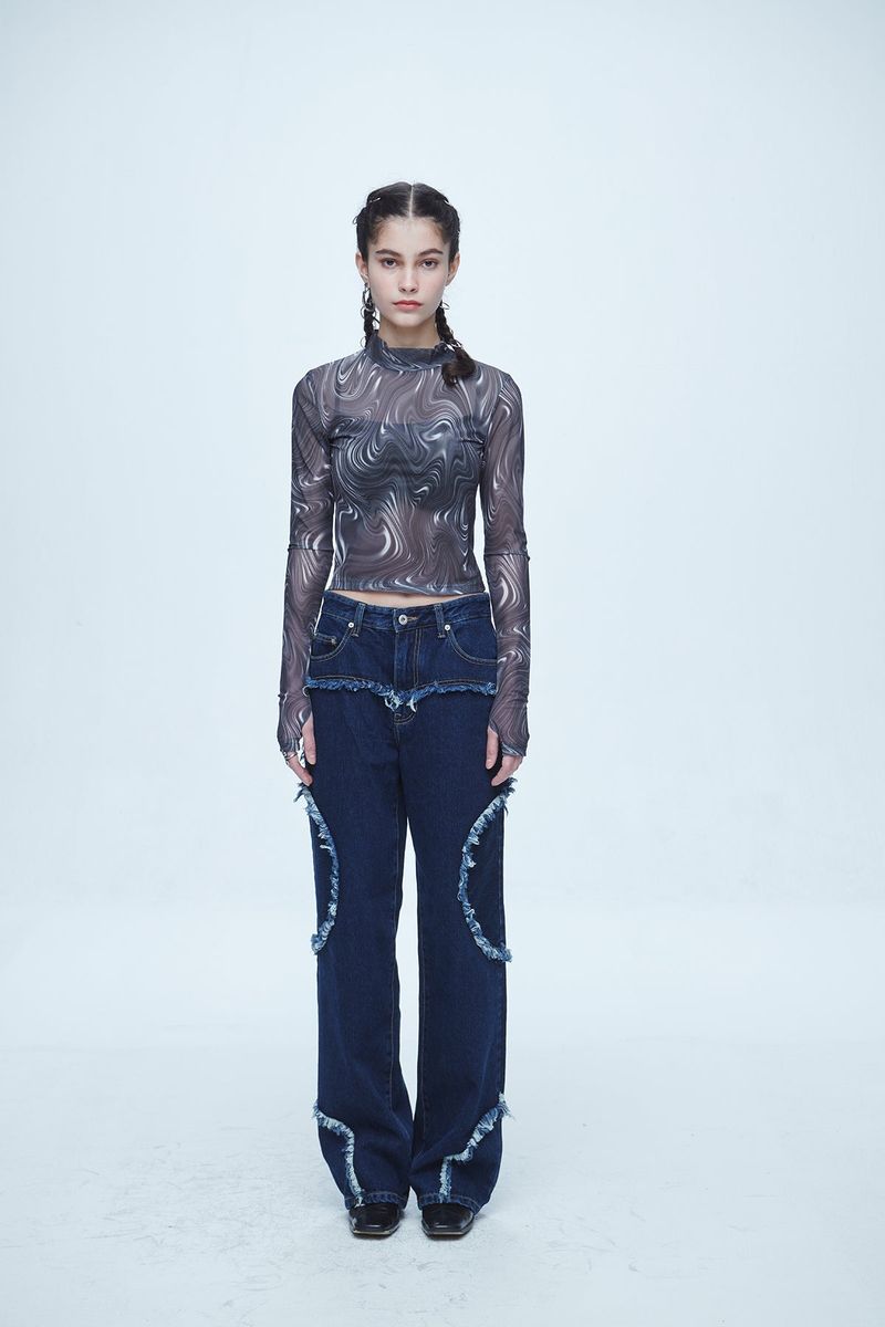 Snake Cutting Denim Pants