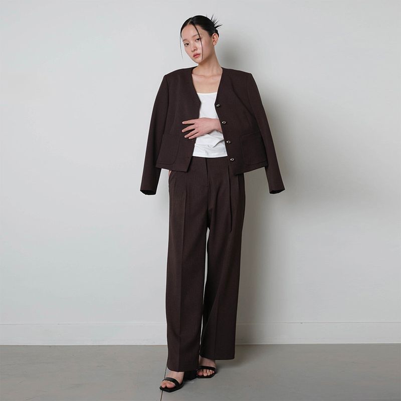 Loventina（ラヴェンティナ）の「Pebble Button Twill Jacket_Brown（Jackets/Outerwear）」