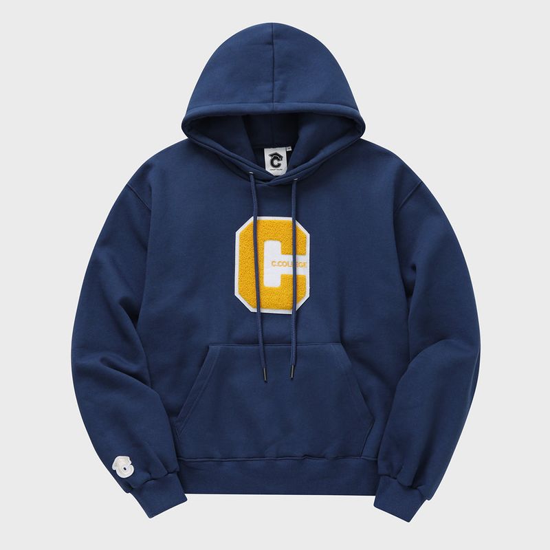 ミックスCワッペンパーカ・ネイビー［ユニセックス］/ Mix C Patch Unisex Vintage Navy Hoodie