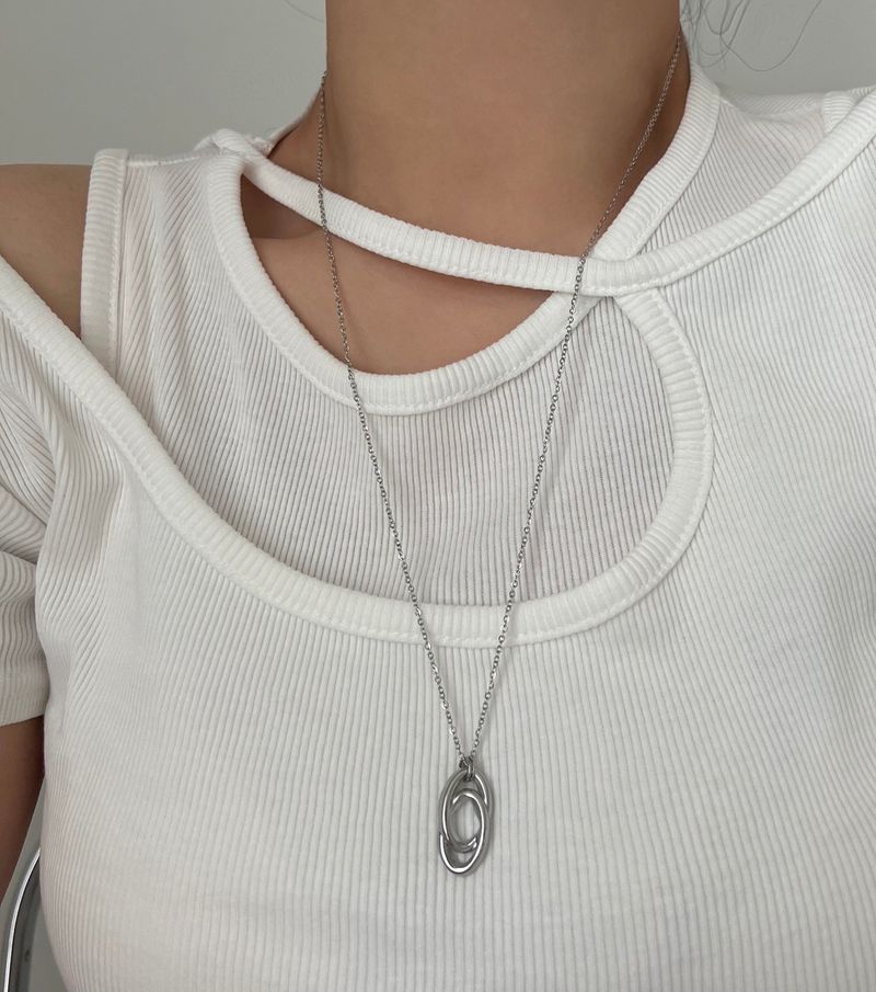 Acer rojo（アセルロジョ）の「vbb vertical steel long double twin ring layered ball long necklace stainless steel（Accessories）」