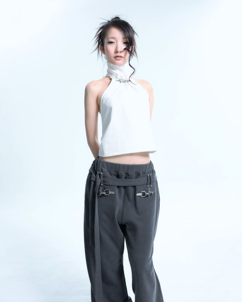 Buckle Halterneck - White