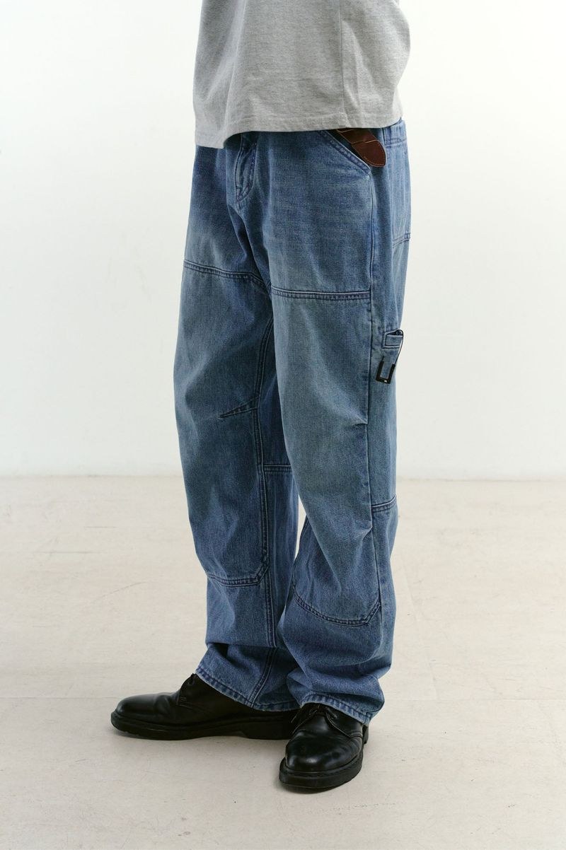 Incision Double Knee Carpenter Pants (Washed Blue)