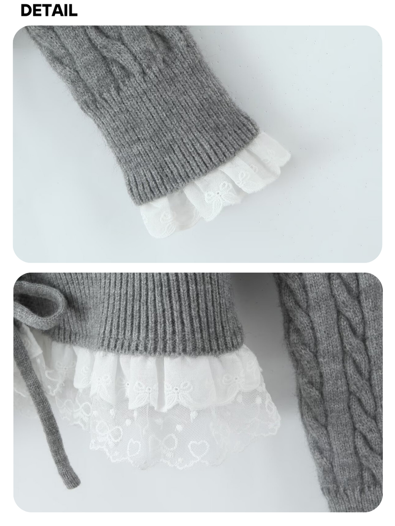 Under frill lace knit cardigan